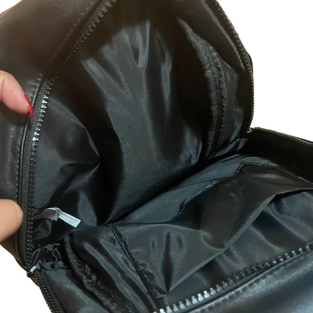 Y2K Playboy bunny logo mini backpack Black vegan leather zipper